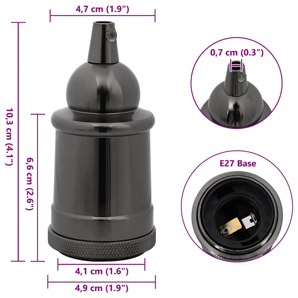 Portalampade 2 pz Nero Lucido E27