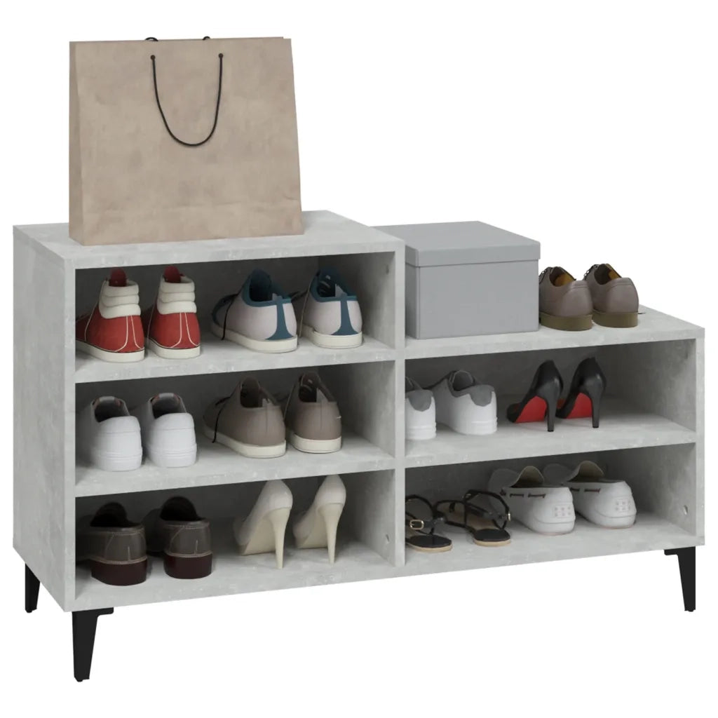 Scarpiera | Mobile per scarpe Grigio Cemento 102x36x60 cm in Legno Multistrato