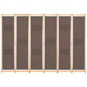Divisorio Ambienti | Divider per stanze | Paravento a 6 Pannelli Marrone 240x170x4 cm in Tessuto