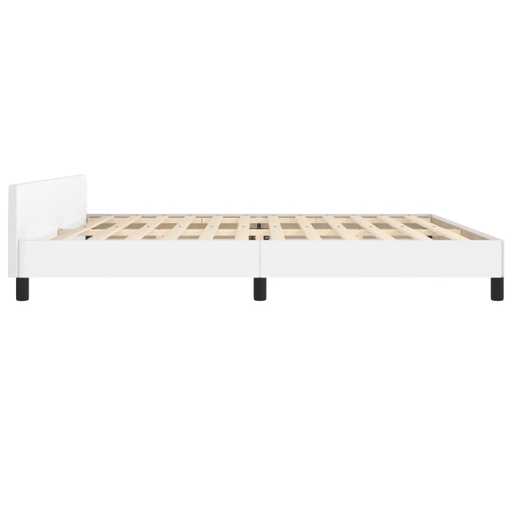 Letto matrimoniale | Letto per adulti | Giroletto con Testiera Bianco 200x200 cm in Similpelle