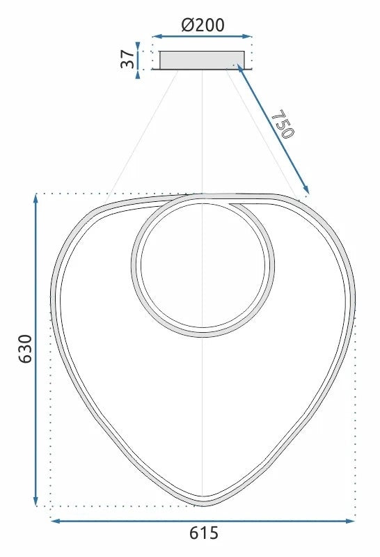 Lampada Da Soffitto Pensile Ring Moderno Led+telecomando App798-cp Chrome