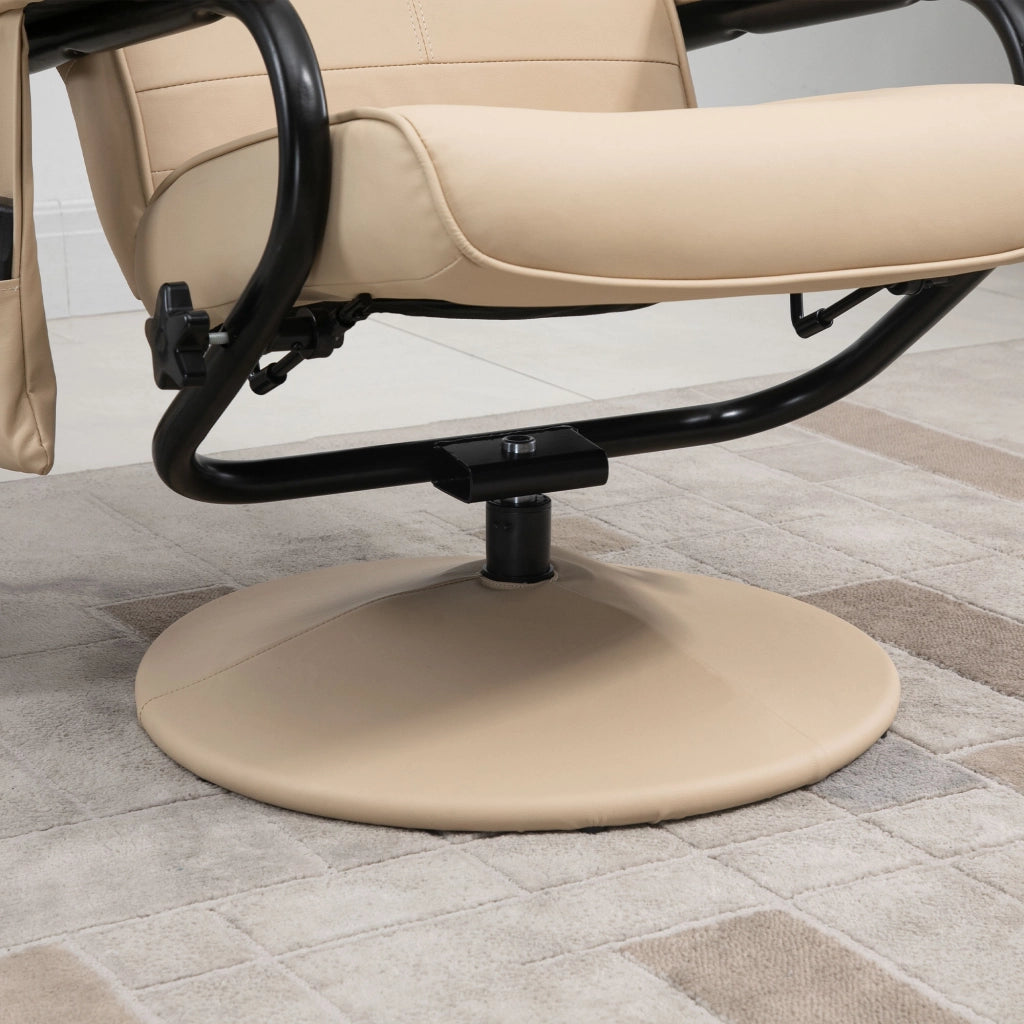 POLTRONA Massaggiante girevole 360° con poggiapiedi, 80x64x39 cm, bianco crema, metallo
