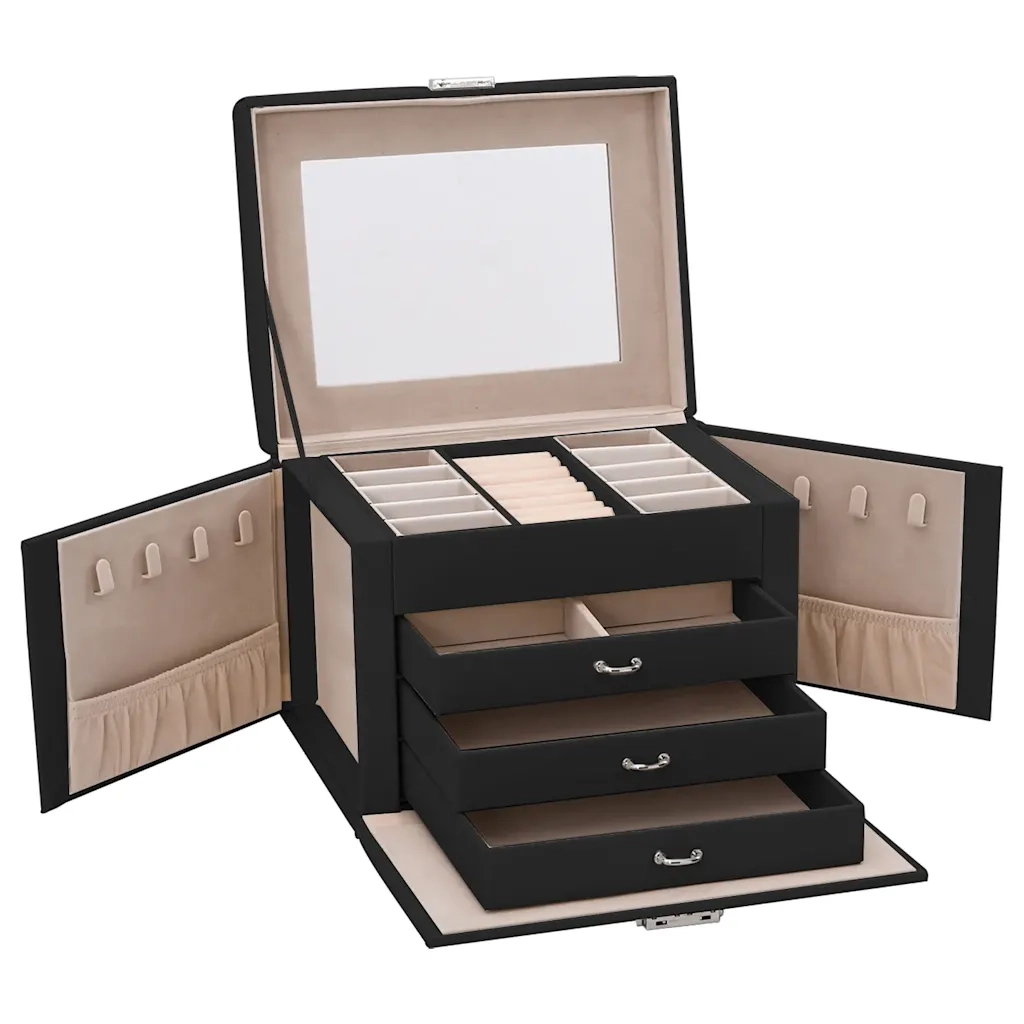 Portagioie a 4 Strati con Specchio Bloccabile 22,5x17,5x16,5 cm