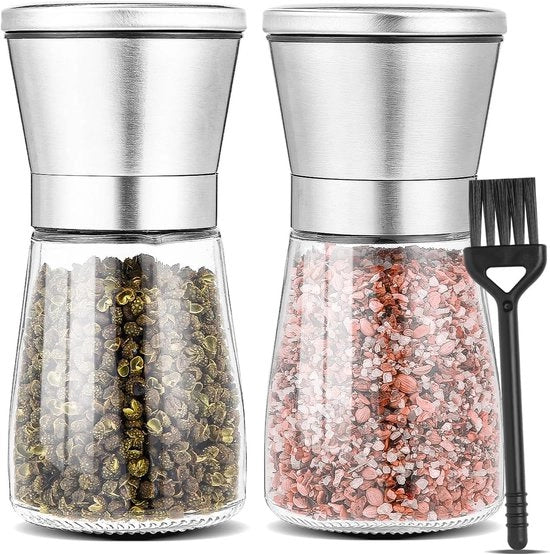 Set di macinazione a specchiatura in acciaio inossidabile con pietra di macinazione ceramica regolabile per spezie.