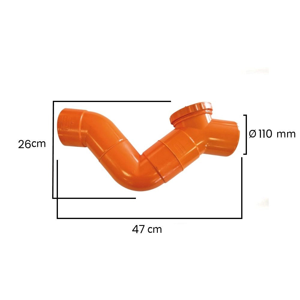 Sifone firenze orizzontale in pvc  (1 Tappo) : Diametro - 110