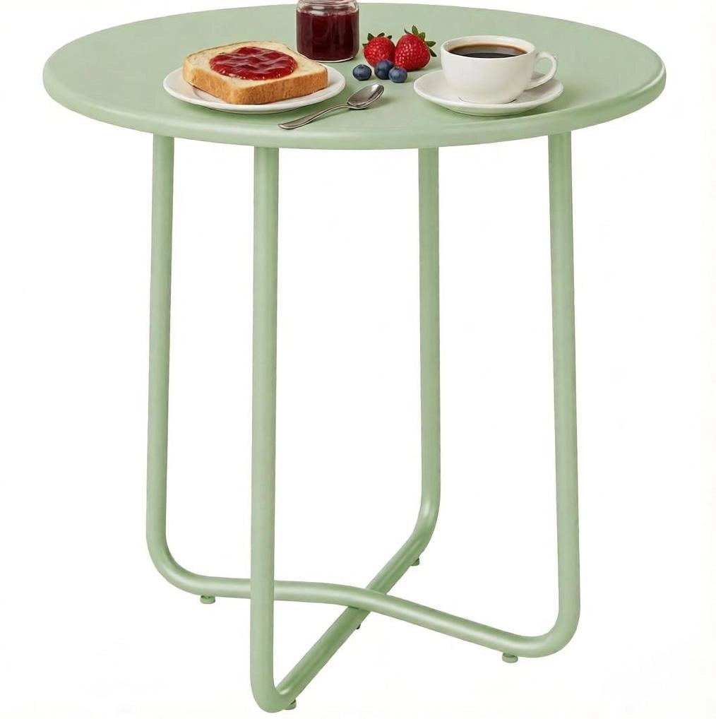 Tavolino da esterno in metallo verde con base a X; ? 48 x 51 cm