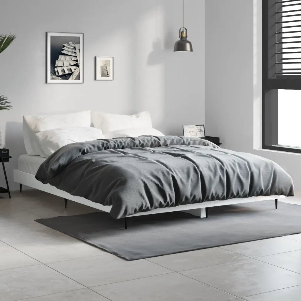 Giroletto-Struttura Letto Bianco Lucido 135x190 cm in Legno Multistrato