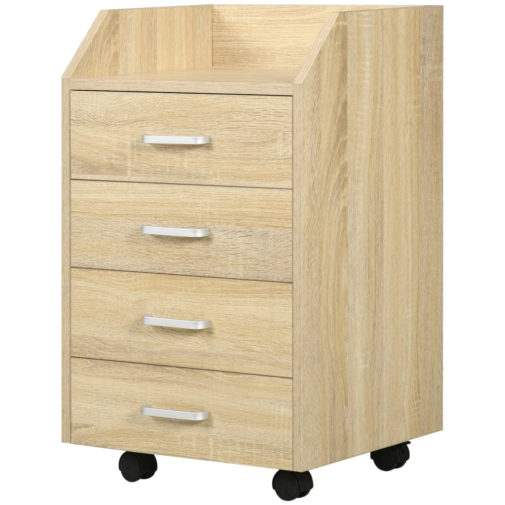 Cassettiera per Ufficio ¨C Zephmum ¨C 4 Cassetti, Legno Naturale, 40x36x65 cm