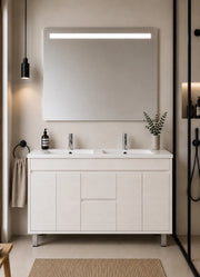 Mobile bagno con lavabo ORIGENBATH ISQUIA senza specchio 120x45 cm doppio lavabo bianco nordico