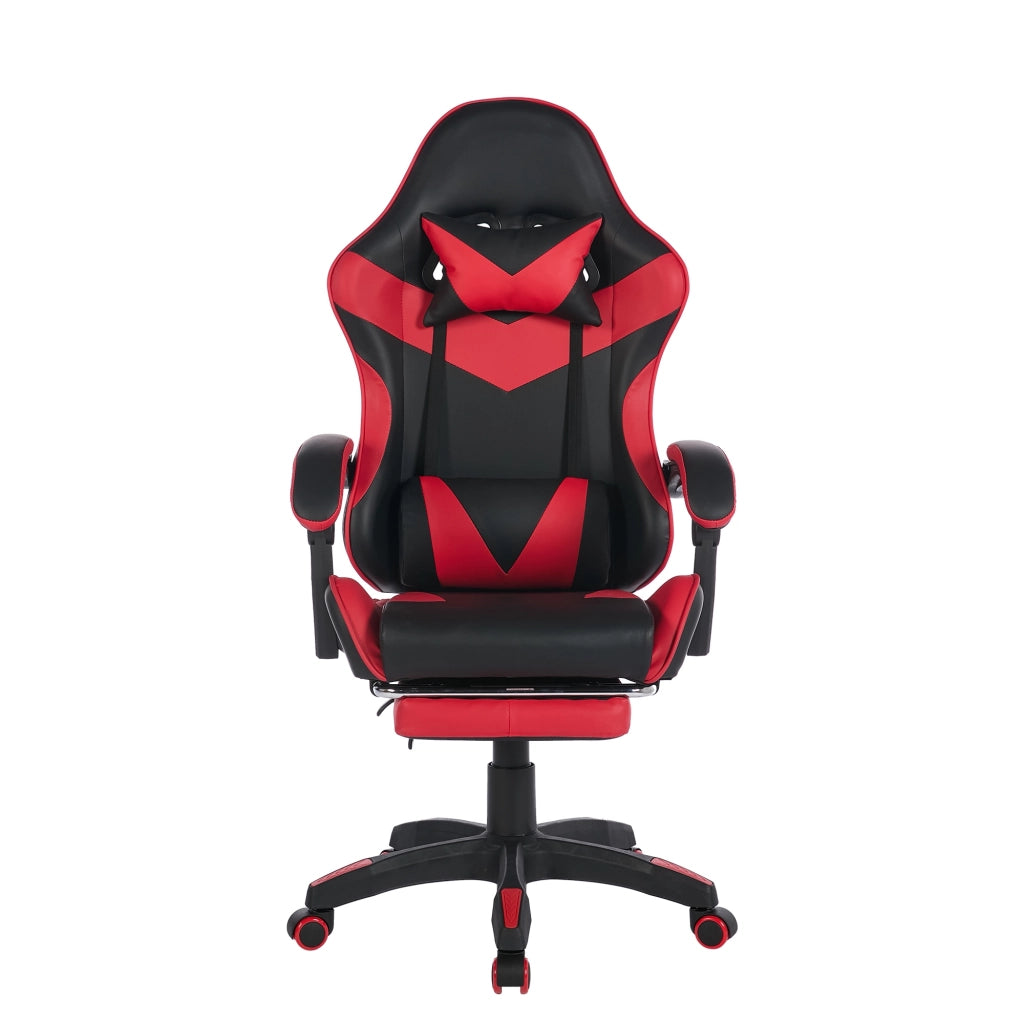 Sedia Gaming Ergonomica Girevole ¨C MINIMAL ¨C Ecopelle Nero e Rosso, Poggiatesta, Schienale Alto