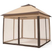 Gazebo Rapido Da Giardino Pop Up 3.33 x 3.33 Metri Altezza Regolabile Da 2.7 A 2.9 M Con Zanzariere Removibili Apertura Rapida E Borsa Trasporto Per Eventi Patio Piscina Campeggio Feste Kaki