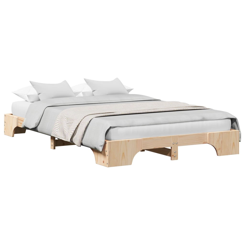 Struttura Letto Naturale Legno di pino massiccio 140 x 190 cm
