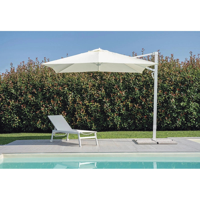 Ombrellone 3X3 Palo Laterale Bianco - Maniglia - Telo Bianco Moia