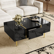 Tavolino da caffè nero lucido con 2 cassetti; MDF; 100x60x41;5 cm