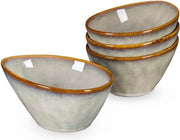 Set di 4 contenitori in ceramica, dessert, snack, gelato, contenitore 600 ml, design beige vintage