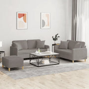 Set Divani 3 pz con Cuscini Tortora in Tessutocod mxl 131198
