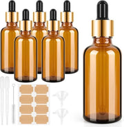 Set di 6 flaconi in vetro marrone da 50 ml con imbuto, etichetta e adesivo per oli essenziali e fragranze di profumo