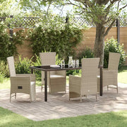 Set da Pranzo per Giardino con cuscino 5 pcs Beige polyrattan 3379474