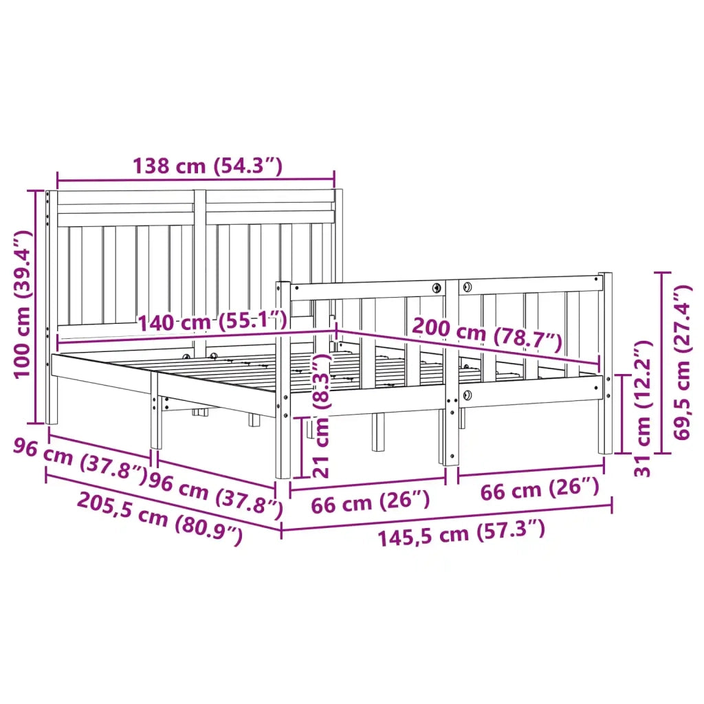 Struttura del letto 2 pcs Marrone cerato 205,5 x 145,5 x 100 cm 3418143
