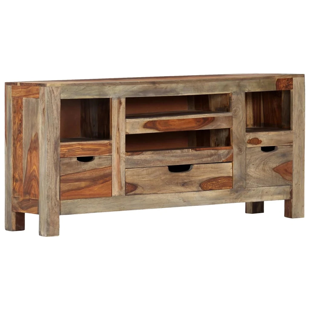 Buffet credenza cassettiera armadio mobile contenitore organizer per cucina soggiorno salotto 100 x 30 x 50 cm legno massello grigio 02_0031760