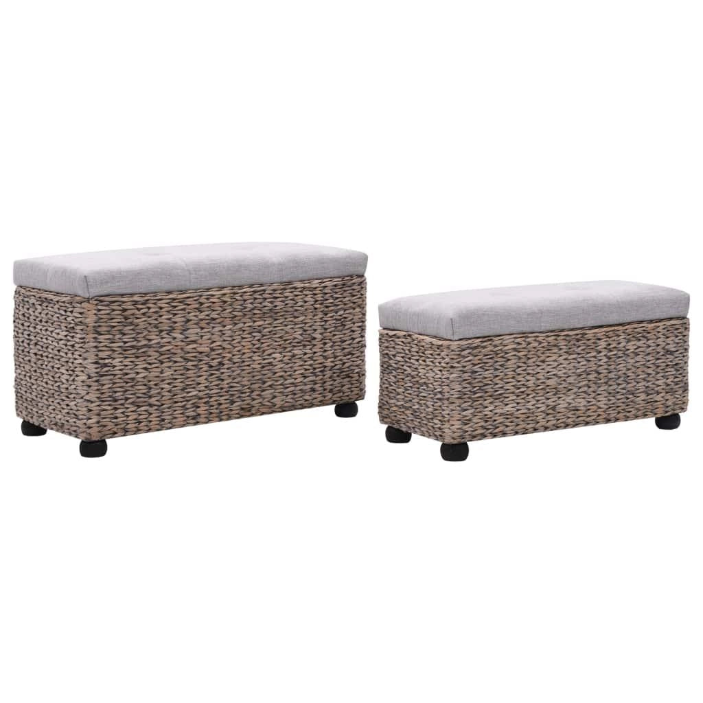 Panca pouf sgabello mobile panca 2 pezzi grigio giacinto d'acqua 3002178