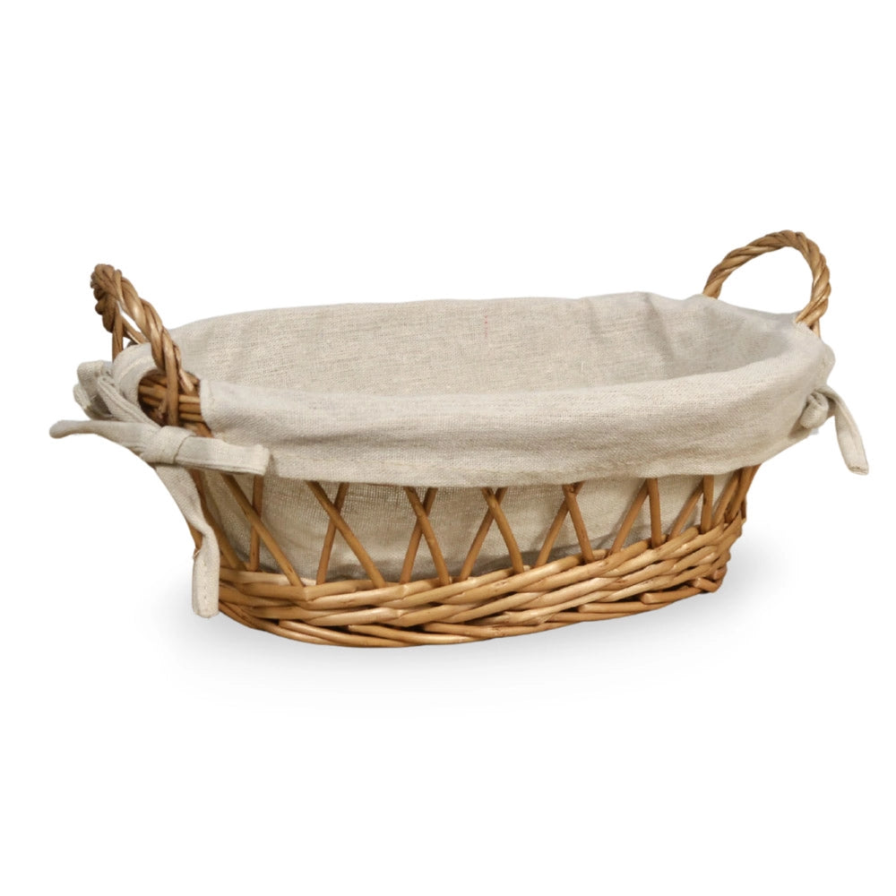 Ceste cestini portapane ovale x10 vimini con manici intrecciati cm 31,5x14x h 14