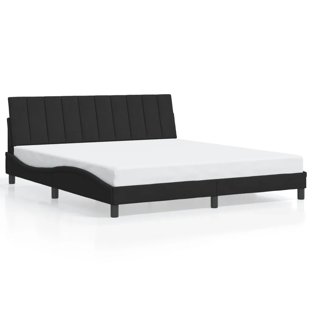 Giroletto con LED senza Materasso Hanko Nero 180x200 cm in Velluto