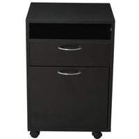 Cassettiera Portadocumenti da Ufficio 2 Cassetti e Ruote 40x35x60 cm in Legno  Nera