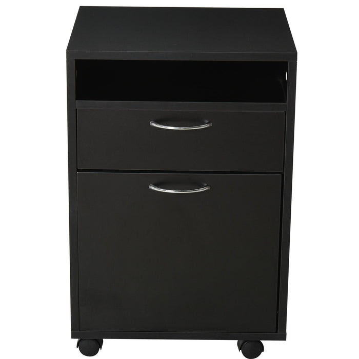 Cassettiera Portadocumenti da Ufficio 2 Cassetti e Ruote 40x35x60 cm in Legno  Nera
