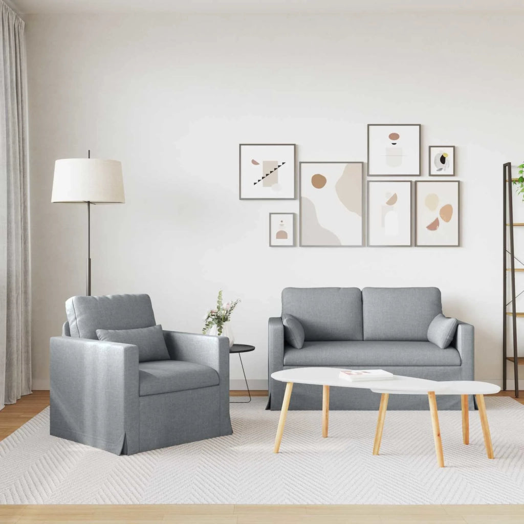 Set di divani 2 pcs Grigio chiaro 139 x 78 x 80 cm Tessuto