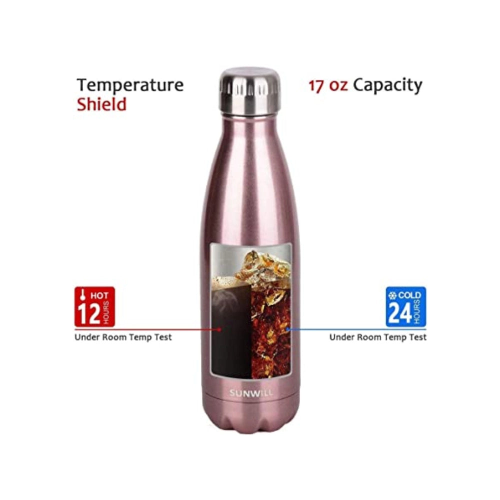 Trade Shop - Borraccia Sportiva 500 Ml Acciaio Inox Doppia Parete Per Sport Scuola Ufficio -