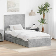 Letto con Contenitore con testiera Grigio cemento 90 x 190 cm