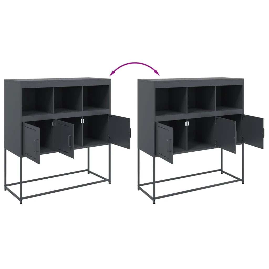 Credenza | Madia | Buffet da pranzo | Armadio da pranzo Antracite 100,5x39x107 cm in Acciaio
