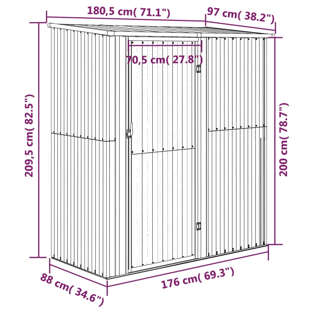 Capanno Biciclette Antracite 180,5x97x209,5 cm Acciaio Zincato CFW7433204