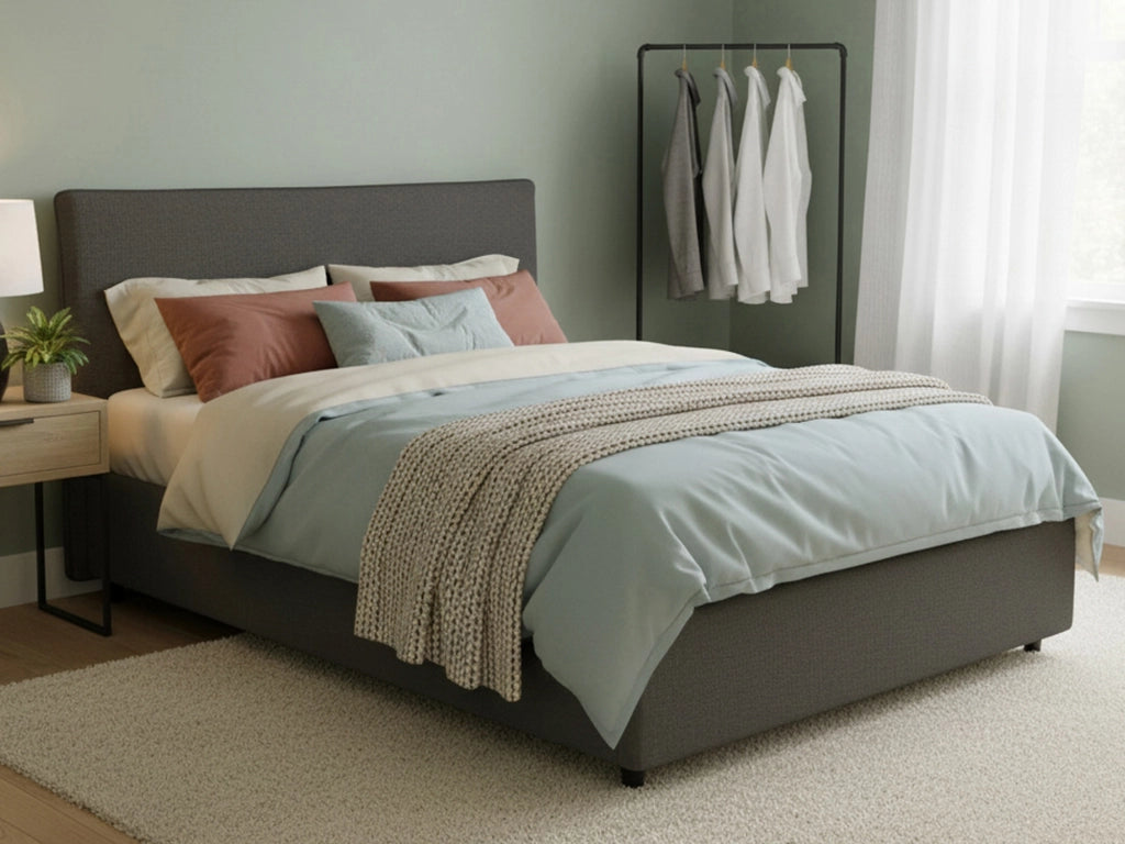 Tipton, Letto Matrimoniale Sfoderabile Made in Italy, Grigio Tortora