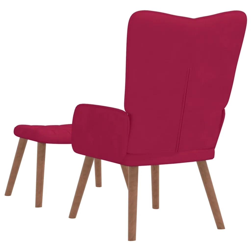 Poltrona Relax con Poggiapiedi Rosso Vino in Velluto 327671