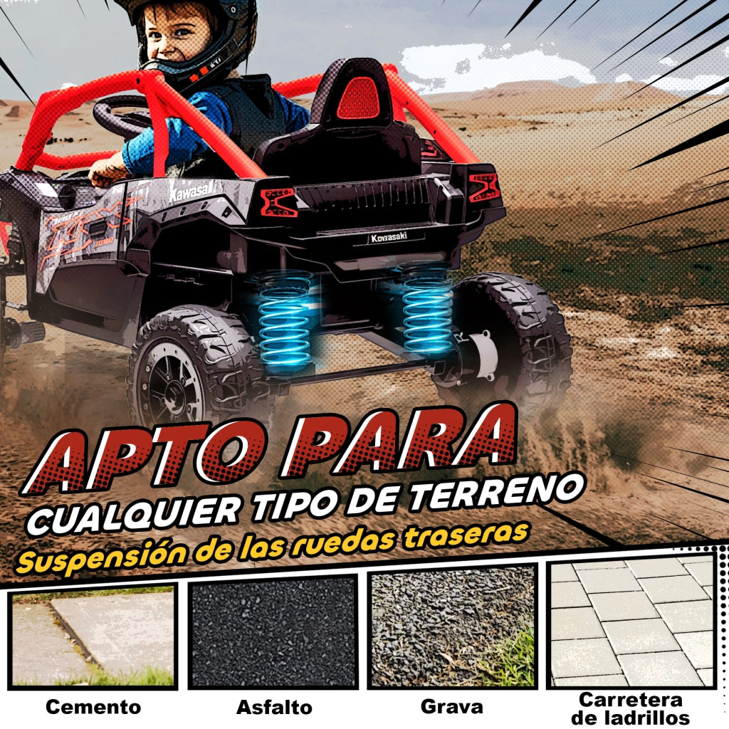 Auto Elettrica Bambini 12V Kawasaki Teryx KRX 1000 ¨C Xylo ¨C Telecomando Sospensione Rossa