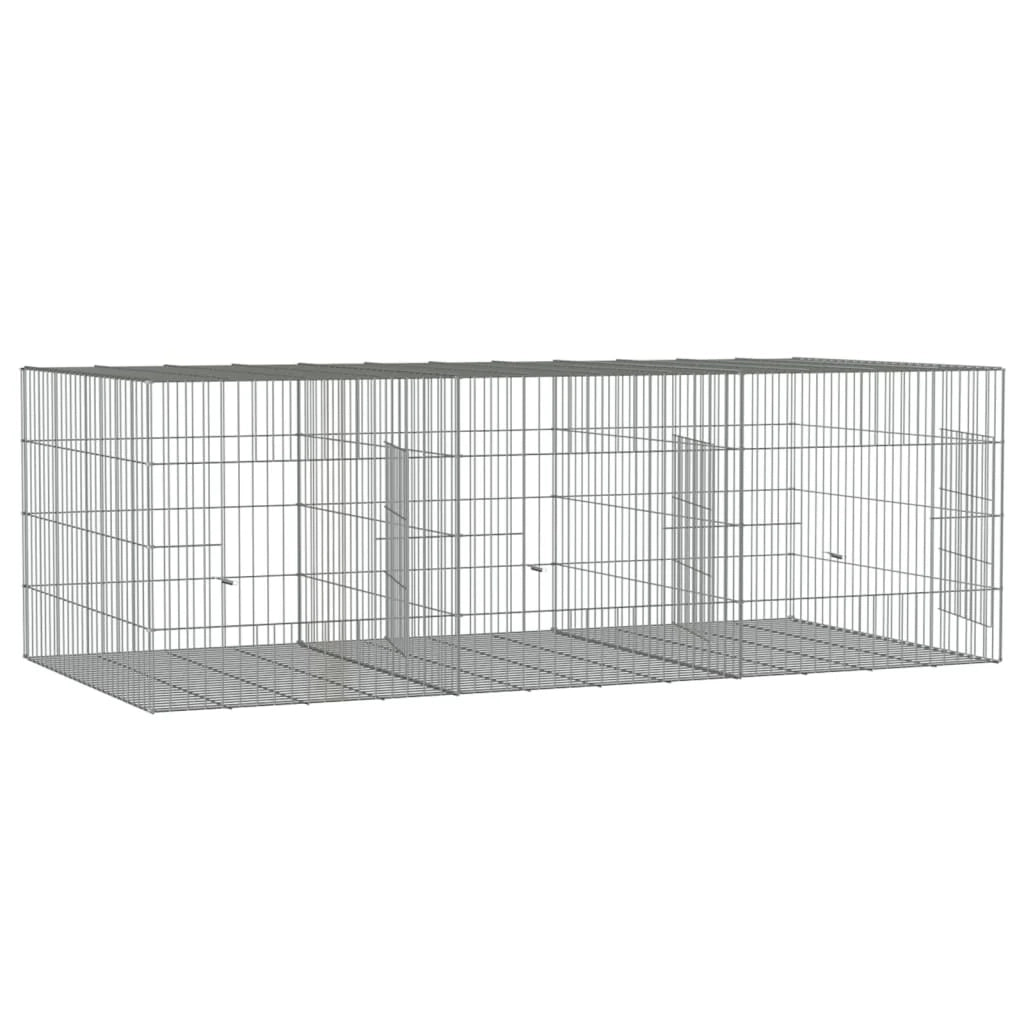 Gabbia per conigli 3 pannelli 163 x 79 x 54 cm Ferro zincato Argento 02_0041687