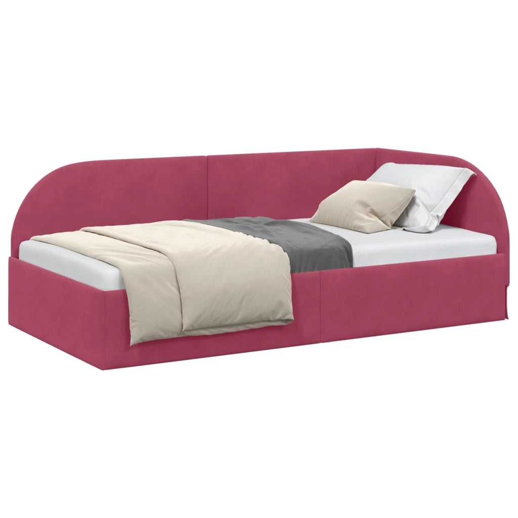 Cornice del letto ad angolo Rosso Vino 80 cm x 200 cm Velluto 42016630