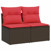 Set Divano Giardino 4 pz | Set Salotto da Giardino con Cuscini Marrone Polyrattan Acacia
