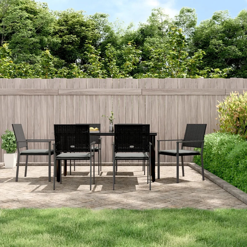 Set Pranzo da Giardino 7 pz con Cuscini in Polyrattan e Acciaio 3187026
