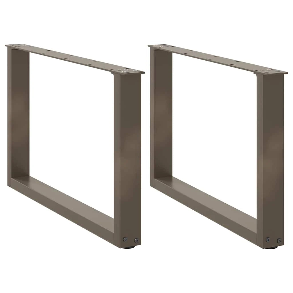 Set di 2 gambe regolabili per tavolino da caffè a forma di U 60 x 43 cm stile estetico moderno acciaio naturale 02_0057403