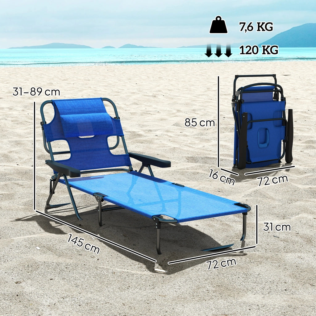 Sdraio pieghevole impermeabile 194x72x31cm nero e blu scuro
