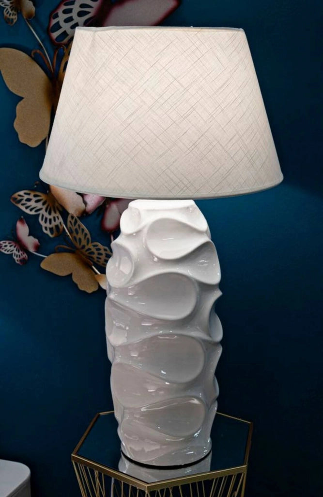 Lampada da tavolo Stencil, Luce da scrivania, Luminaria da ufficio, Lampada da lavoro, Bianco, 45x45 h83 cm