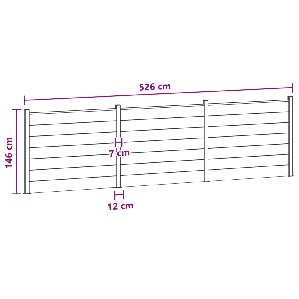Pannello di Recinzione 3 pcs WPC e Alluminio Marrone