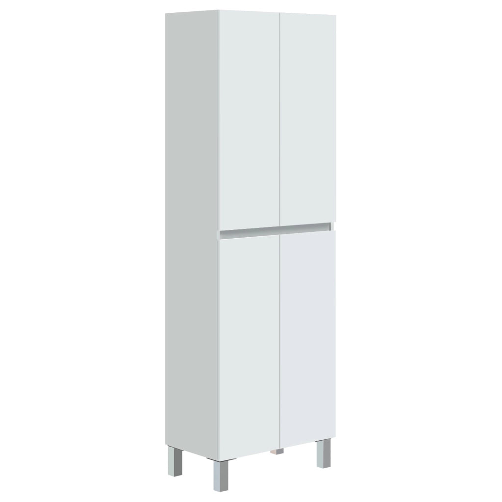 Mobile Alto Colonna Bagno 4 Ante Con Ripiani Regolabili Salvaspazio Design Moderno Elegante Ideale Per Bagno Lavanderia Ripostiglio 182 x 60 x 35 Cm Colore Bianco