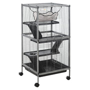 Parco per Animali Domestici con Ruote 2 Porte 3 Rampe ¨C zephmum ¨C Grigio 52x52x113,5cm