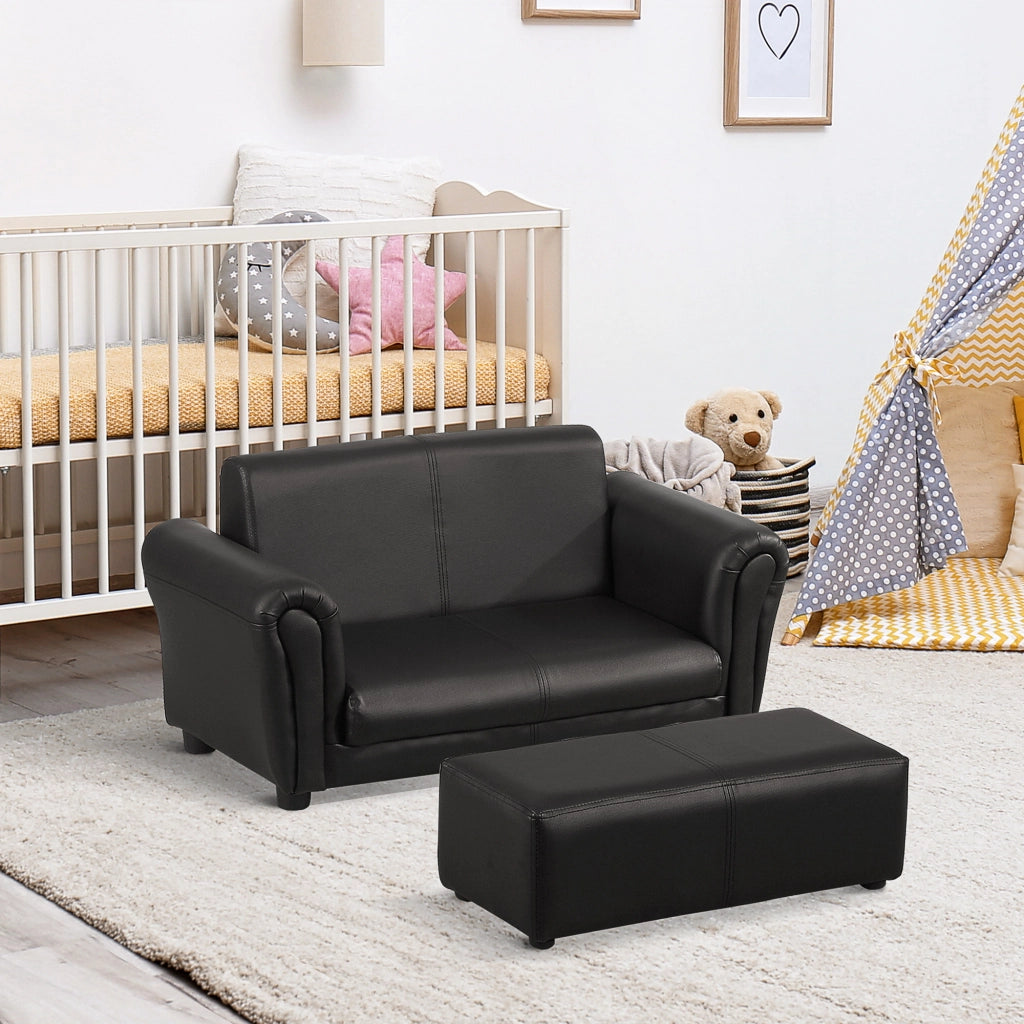 Poltrona per bambini con poggiapiedi ¨C zephmum ¨C Nero, 83x42x41 cm
