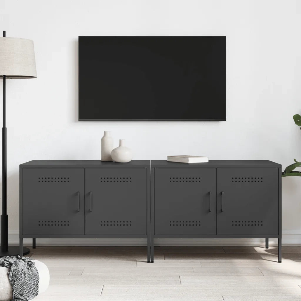 vidaXL Mobili TV 2pz Neri 68x39x50,5 cm in Acciaio