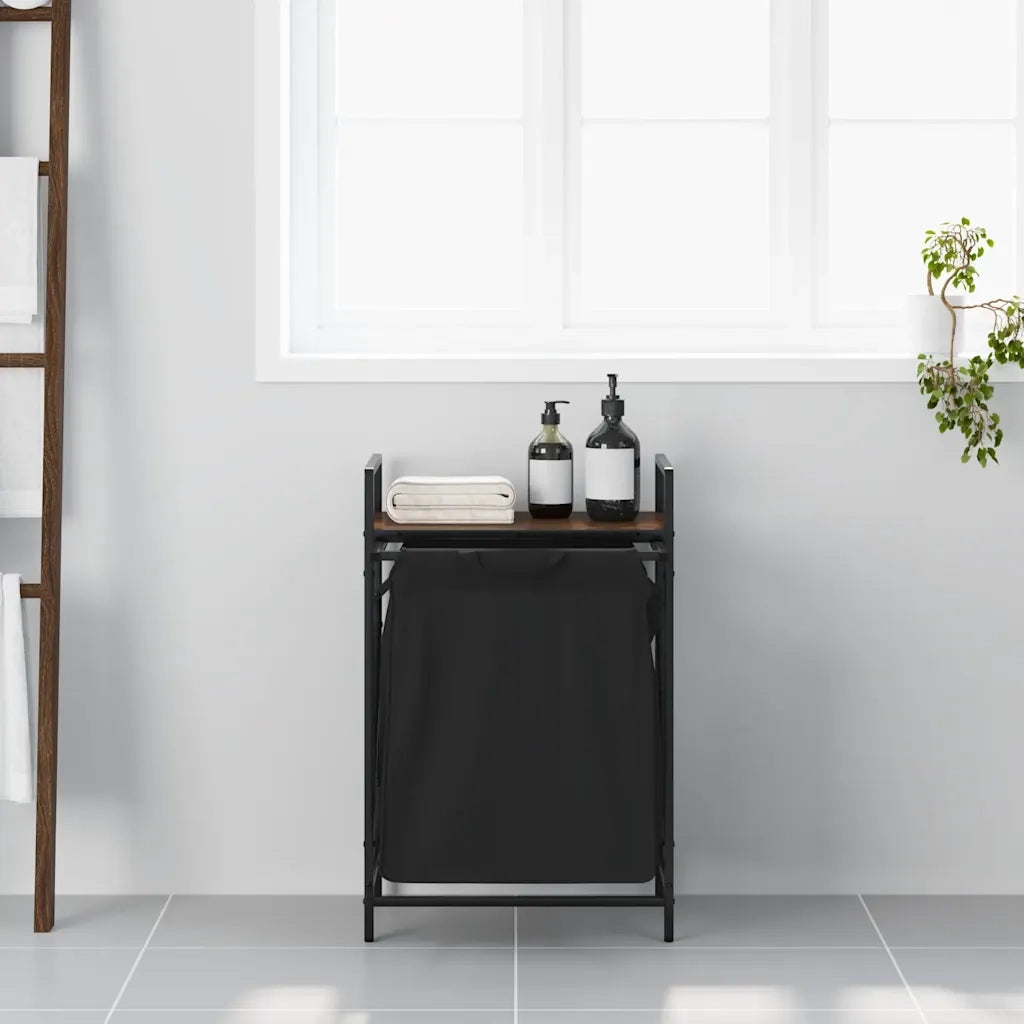 Cesto della Biancheria 1 Scomparto con Ripiano Rovere Marrone CFW2653465